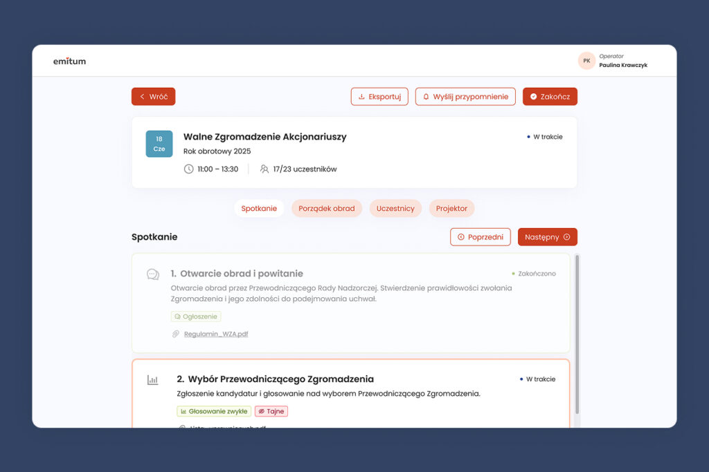 elektroniczne głosowanie na walnym zgromadzeniu przebieg spotkania